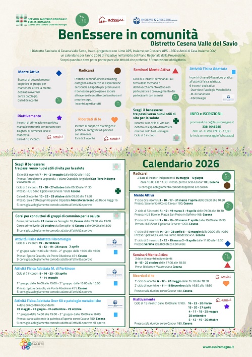 calandario 2026 benessere in comunita a Cesena