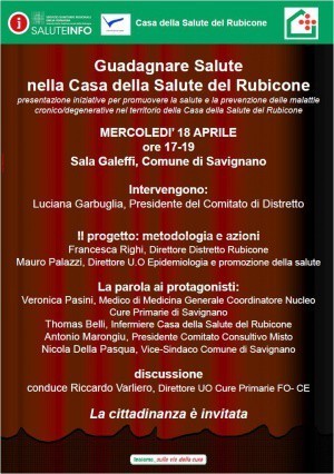Incontro pubblico "Guadagnare Salute nella Casa della Salute del Rubicone", il 18 aprile a Savignano