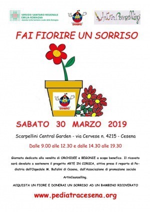 “Fai fiorire un sorriso”, sabato 30 marzo al Garden Center Scarpellini di Cesena. A favore dell’arte terapia in Ospedale