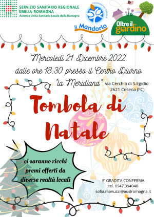Tombola di Natale organizzata il 21 dicembre dal Centro Diurno La Meridiana di Cesena