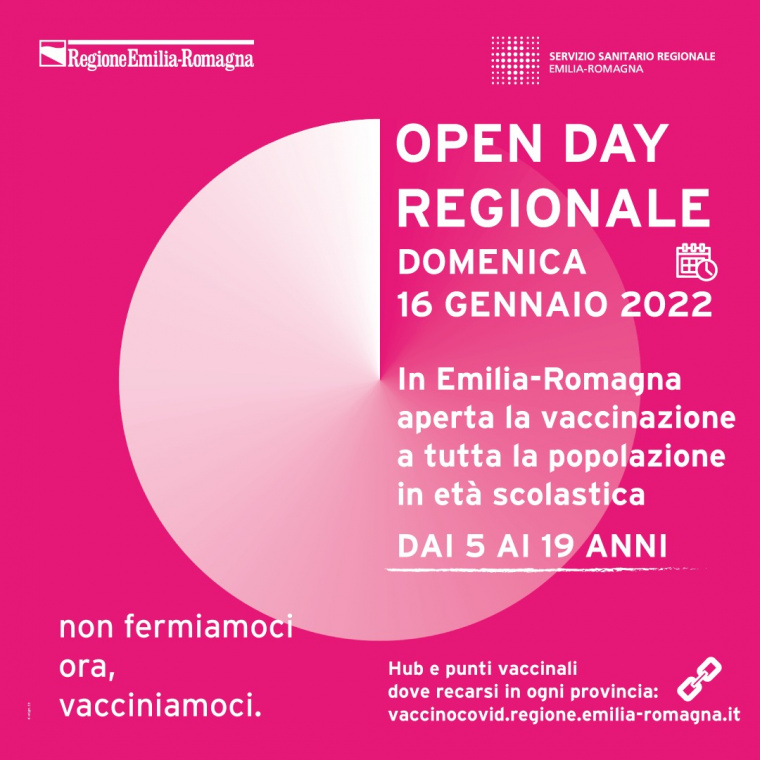 Domenica 16 gennaio in Romagna Open Day vaccinale per la fascia 5-19 anni