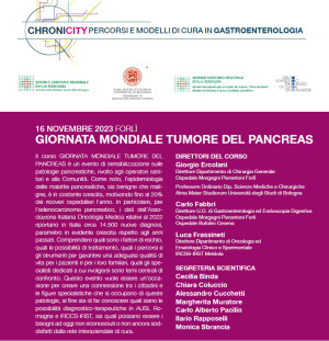 &quot;CHRONICITY 2023&quot; Giornata mondiale della lotta contro il tumore del pancreas (16 novembre, Salone Comunale di Forlì)