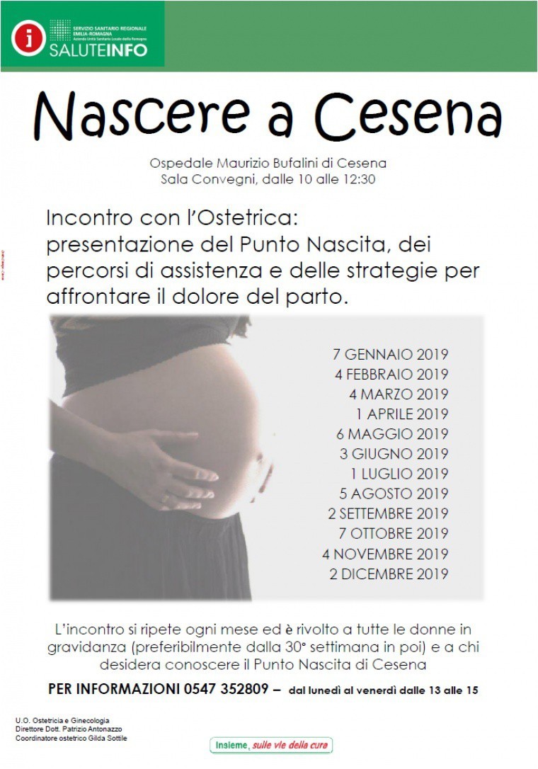 Nascere a Cesena, calendario incontri 2019 per le donne in gravidanza