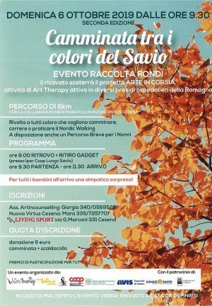 A Cesena il 6 ottobre ‘Camminata tra i colori del Savio’ per sostenere il progetto Arte in Corsia