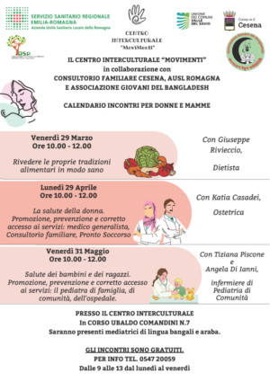 Percorsi di Salute Interculturale, a Cesena dal 29 marzo ciclo di incontri gratuiti per donne e mamme