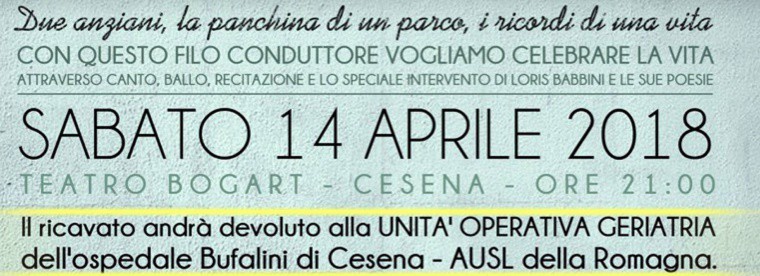Spettacolo benefico a favore della Geriatria del Bufalini, sabato 14 aprile al Teatro Bogart di Cesena