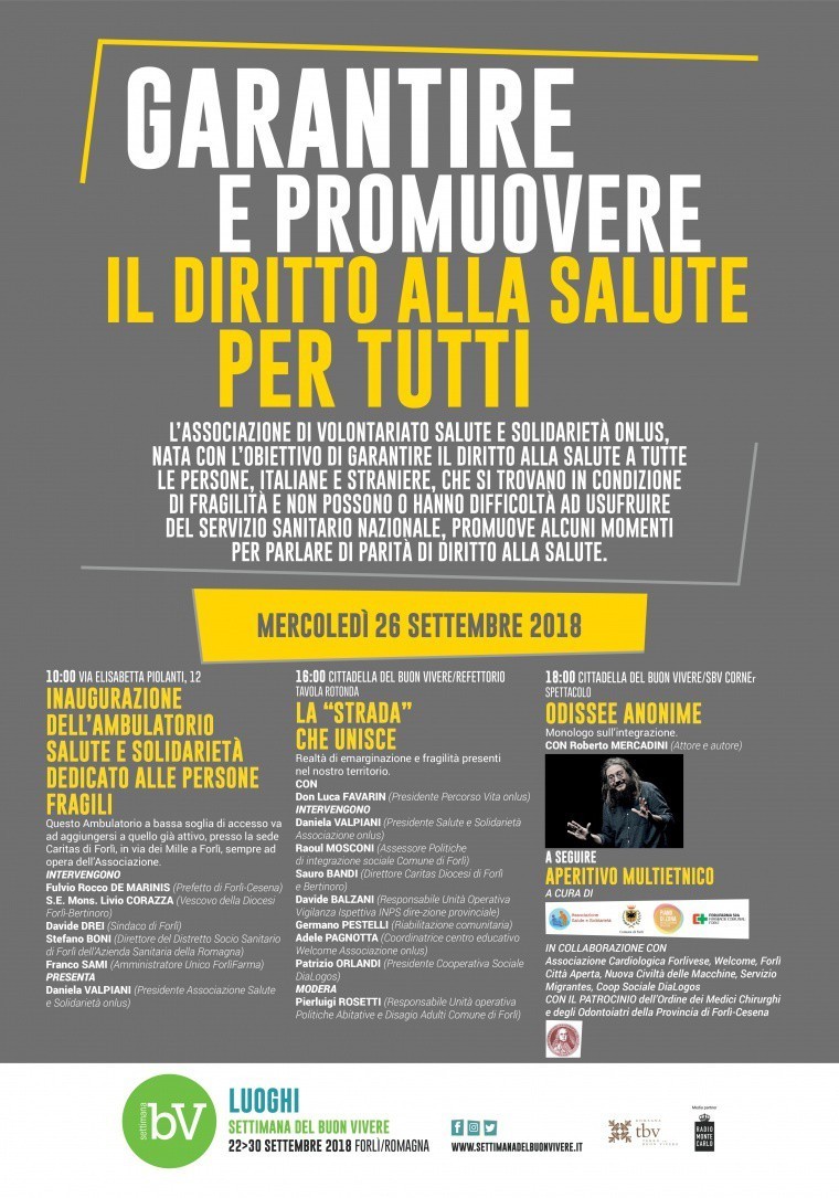 Garantire e promuovere per tutti il diritto alla salute (Forlì 26 settembre)