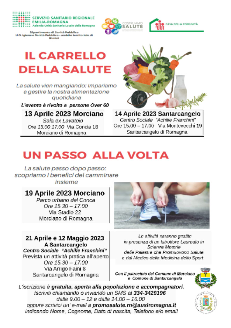 Alimentazione sana e contrasto alla sedentarietà: dal 13 aprile nel Distretto di Rimini eventi gratuiti di promozione della salute