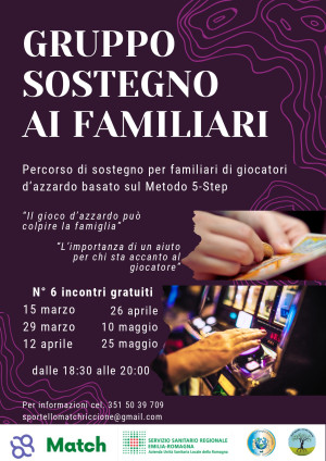 “Gruppo di sostegno per familiari di giocatori d’azzardo patologici” al via giovedì 15 marzo a Riccione