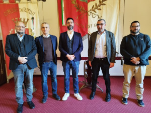 Fabio Mazzotti, il sindaco Jamil Sadegholvaad, Kristian Gianfreda, Mirco Tamagnini e Ardigò Martino