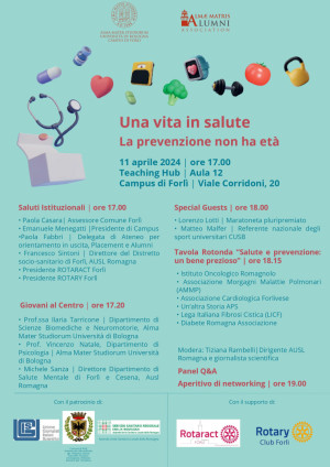 "Una vita in salute La prevenzione non ha età" (11 aprile, Campus universitario di Forlì)