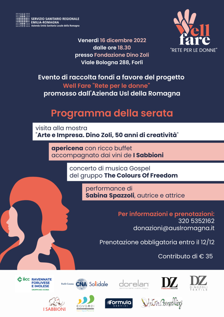 Evento di raccolta fondi per il progetto Well-fare &quot;Rete per le donne&quot; di Ausl Romagna presso la Fondazione Dino Zoli, 16 dicembre, Forlì