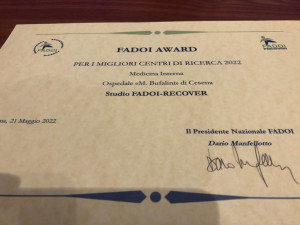 La Medicina Interna del Bufalini premiata tra i migliori Centri di Ricerca FADOI-Federazione Associazioni Dirigenti Ospedalieri Internisti