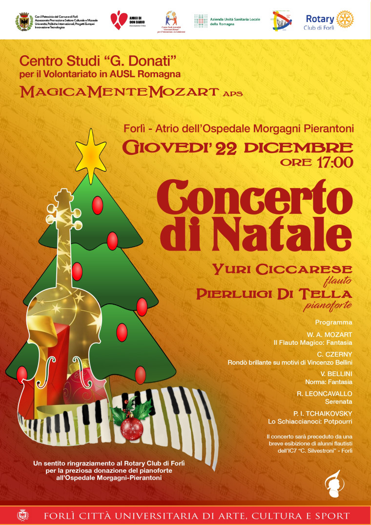 Concerto di Natale del Centro Studi Gianni Donati per il volontariato Ausl Romagna e Messa col Vescovo (Ospedale di Forlì, 22 dicembre)