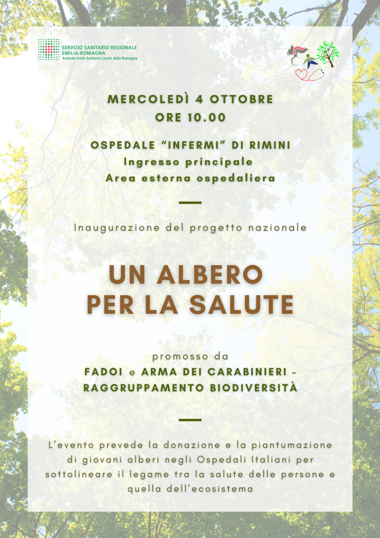 Presentazione del progetto nazionale &quot;Un albero per la salute&quot; (4 ottobre, Ospedale di Rimini)