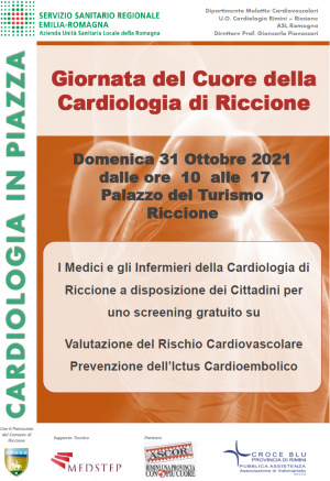 Prevenzione del rischio cardiovascolare , domenica 31 ottobre la Cardiologia di Riccione in piazza Ceccarini