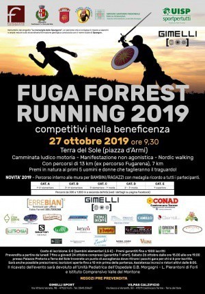 &quot;Fuga Forrest 2019&quot;  per la Pediatria di Forlì. Competitivi per beneficenza (Terra del Sole, 27 ottobre)