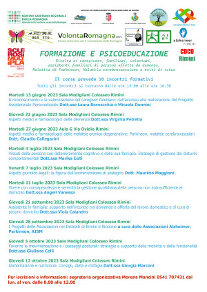 Corso di Formazione e psicoeducazione rivolto ai caregivers (giugno - ottobre 2023, Rimini)