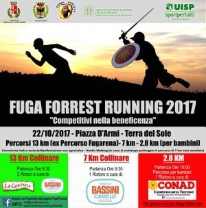 "Fuga Forrest 2017. Competitivi per beneficenza." Si corre per la Pediatria di Forlì (Terra del Sole, 22 ottobre)