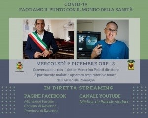 Diretta Facebook sul covid del  sindaco di Ravenna (e presidente della Conferenza sanitaria) De Pascale, insieme al professor Poletti
