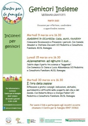"Genitori insieme": ciclo di webinar gratuiti organizzati dal Centro Famiglie di Cesena