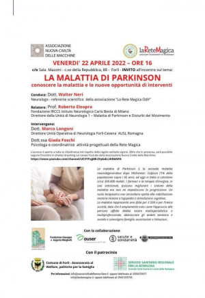 &quot;La malattia di Parkinson&quot; , 22 aprile, Sala Mazzini, Forlì. Interverranno il prof Roberto Eleopra e il dottor Marco Longoni