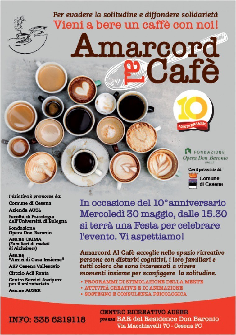 10 anni di “Amarcord al Cafè”, il 30 maggio a Cesena festa per celebrare l&#039;evento