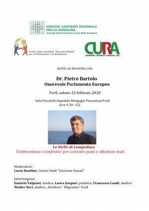 Invito ad incontro con dr. Pietro Bartolo Onorevole Parlamento Europeo - Forlì, 22 febbraio 2020