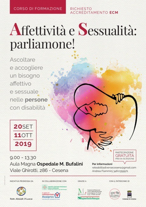 Corso di Formazione “Affettività e sessualità: parliamone” promosso da Rete Abilità Diverse, il 20 settembre e l’11 ottobre a Cesena