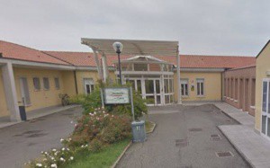 L'ingresso del Padiglione Ovidio dell'Ospedale di Rimini al cui interno è situata l'Aula G