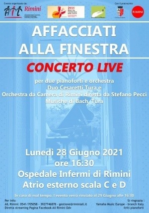"Affacciati alla finestra", il 28 giugno AIL Rimini OdV organizza concerto all'esterno dell'ospedale Infermi