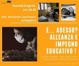 "E ADESSO? ALLEANZA E IMPEGNO EDUCATIVO!": l'8 aprile incontro on line promosso dal Centro per le Famiglia Valmarecchia