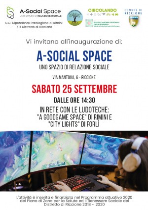 Inaugurazione A-SOCIAL SPACE, uno Spazio di relazione-digitale, Sabato 25 settembre, via Mantova 6, Riccione