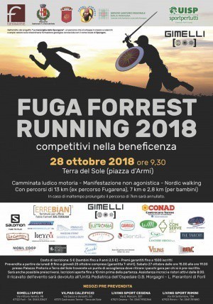 Fuga Forrest 2018 per la Pediatria di Forlì. Competitivi nella beneficienza (28 ottobre, Terra del Sole)